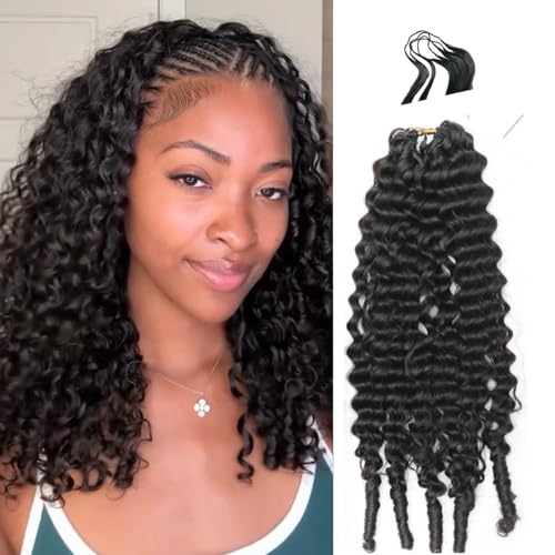 Knotless Pre-Separated Water Curly Human Hair Feather Crochet Hair Extensions Spirally Curly Classic Lightweight Reusable Crochet Hair Extensions Natural Color 20inch 120g