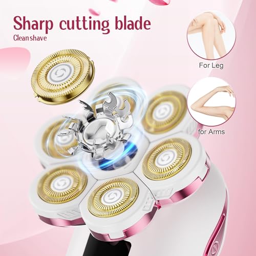 Electric Razors for Women,7D Gifts for Women,Cordless Electric Shaver with Detachable Head Wet/Dry Facial Hair Remover for Legs Painless Water Resistant (Pink)