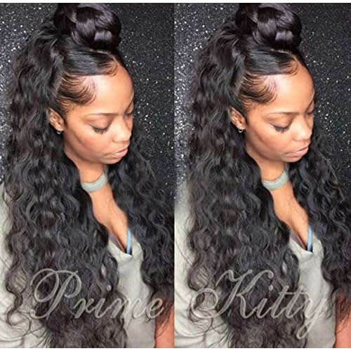 Human Hair Wigs for Black Women 180% Density Body Wave Brazilian Virgin Human Hair Lace Front Wigs with Baby Hair Glueless Lace Front Wig Loose Curly Wigs 12" 1B Human Hair Wigs