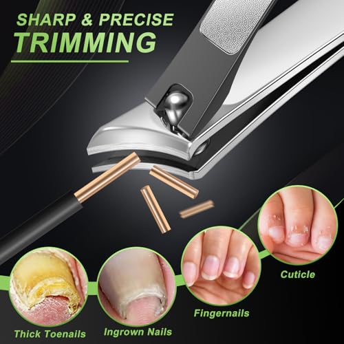 Ingrown Toenail Clippers, Stocking Stuffers for Men Slanted Nail Clippers for Thick Nails for Seniors, Edgy Angled Finger Nail Cutters for Adult, Men, Women with Curved Blade, Nail File