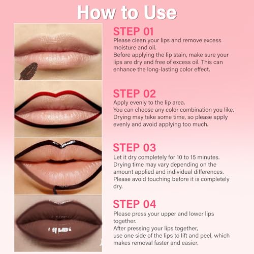 Lip Stain - Lip Stain Peel Off | Waterproof, Transfer-Resistant, Smudge-Proof | Precise Application, One-Peel Finish | Long Lasting Lip Liner Stain for All-Day Color Hold£¨dark brown£©