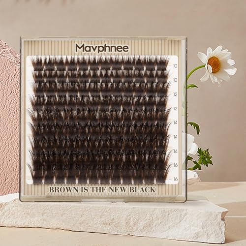Brown Eyelash Clusters Wispy Volume Cluster Lashes Faux Mink Lash Clusters Fluffy Cluster Eyelash Extensions Thick Lash Extensions Dark Brown Individual Lashes Clusters (108PCS, CC Curve, 10-16MM)