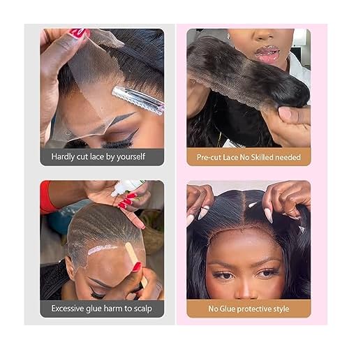 28 Inch Glueless Wigs Human Hair pre plucked Pre Cut Wear and Go Wig 180 Density 5x5 Hd Lace Closure Wigs Human Hair Body Wave Hd Lace Front Wigs for Women Frontal Wigs