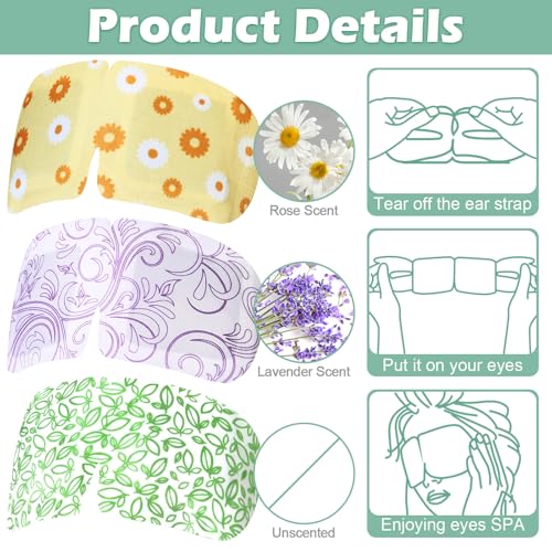 96 Packs Steam Eye Mask Disposable Self Heating Eye Mask for Dry Eyes Spa Warm Sleep for Home Office Travel Eyestrain Relieve