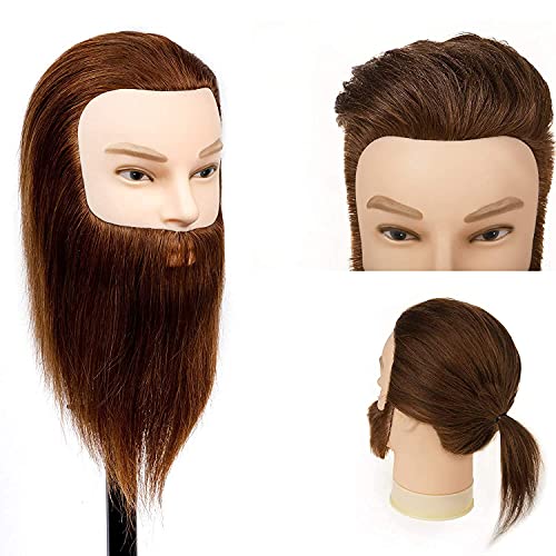 Stancia Mannequin Head, Male Mannequin Head Especially for Barber, Training Head with 14¡± 100% Human Hair, Manikin Head for Hair Styling and Practice (with Beard)