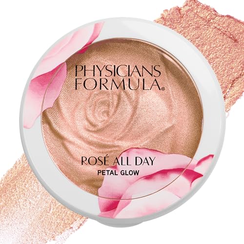 Physicians Formula Ros? All Day Highlighter Blush Face Powder, Shimmer Petal Glow, Pink Soft Petal, Dermatologist Tested, Clinicially Tested