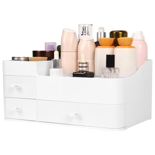 BTremary Makeup Organizer for Vanity, Large Capacity Desk Organizer with Drawers for Cosmetics, Lipsticks, Jewelry, Nail Care, Skincare, Ideal for Bedroom and Bathroom Countertops