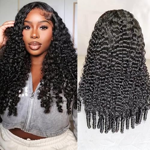 Half Wig Human Hair for Women 24 Inch Burmese Curly Glueless Clip-In Wigs 250% Density 3 IN 1 Half Wigs Flip Over Beginner Friendly Go Drawstring Wig No Glue No Sew Natural Color & Easy Install