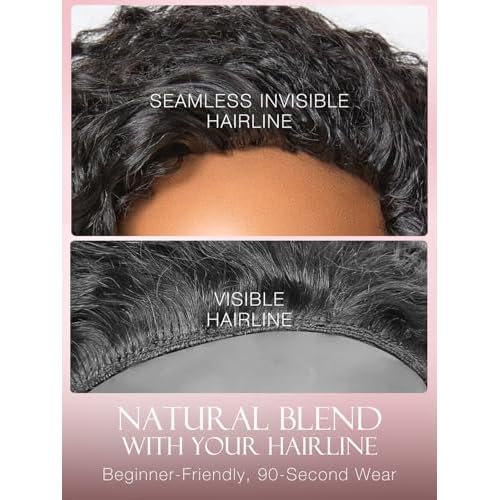 ASHINE Half Wig Human Hair Burmese Curly 180% Density Wear and Go Glueless Wig for Women Flip Over Natural Black 22 Inch with Clips and Drawstring