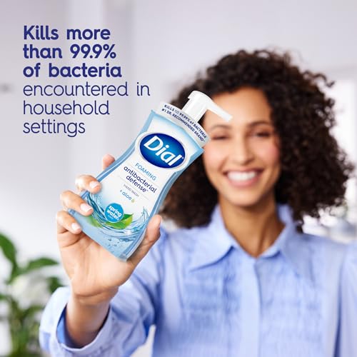 Dial Antibacterial Defense Foaming Hand Soap + Aloe, Spring Water Scent, 7.5 Fl Oz (Pack of 6), Dermatologist-Tested Hand Wash, Gentle on Skin