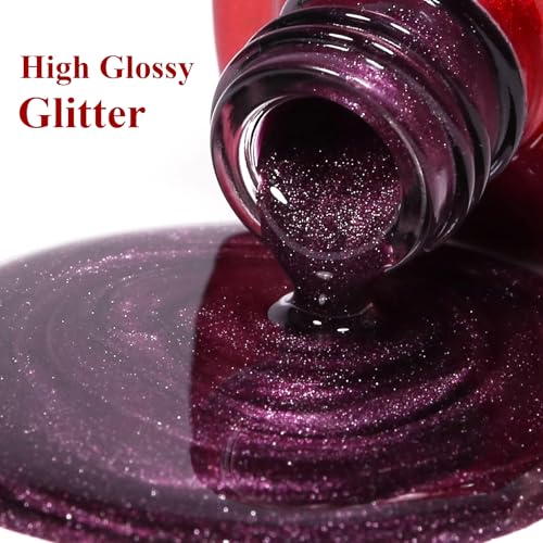 Cat Eye 0.5 Fl Oz Plum Purple Magnetic Gel Nail Polish With Magnet UV LED Holographic Glitter Gel Nail Art DIY Manicure