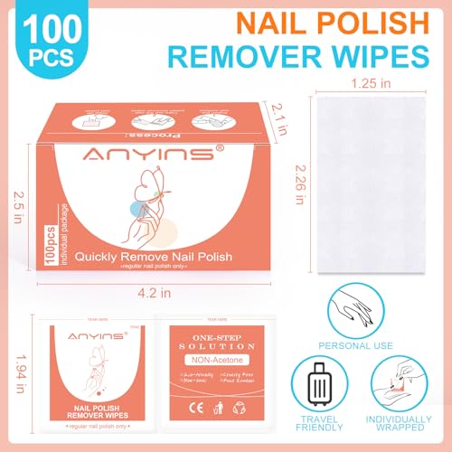 Nail Polish Remover Pads£¬100PCS Nail Polish Remover Wipes Fast Remove with Nutrition Oil Individually Wrapped Professional Nail Salon and Home Use