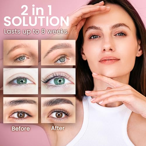 Lash Lift Kit & Eyebrow Lamination Kit ? 2-in-1 Solution for At-Home Brow Lamination & Eyelash Lift ? DIY Perm ? Lasts 6-8 Weeks, 15 Applications