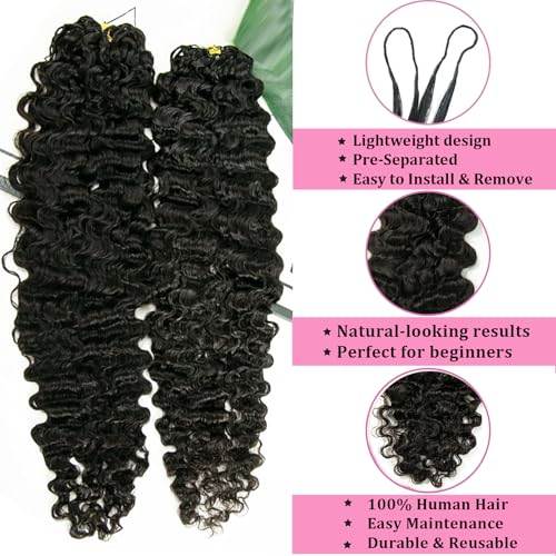 BLG Burmese Water Wave Human Crochet Hair 20 Inch 120g Knotless Pre-Separated Crochet Hair Extensions Real Human Hair Burmese Curly Micro-Link Crochet Hair for Women