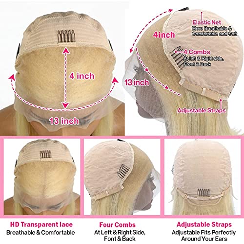 613 Lace Front Wig Human Hair 32inch 13x4 Blonde Lace Front Wigs Human Hair 180% Density 613 HD Lace Frontal Wig Pre Plucked With Baby Hair (32inch, 13x4 613 lace front wig)