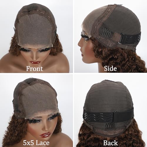 ONICE Wear And Go Glueless Wigs Human Hair Pre Plucked Pre Cut 5x5 HD Lace Closure Human Hair Wigs For Black Women Upgraded No Glue Deep Wave Lace Front Wigs Human Hair(Chocolate Brown,26Inch)