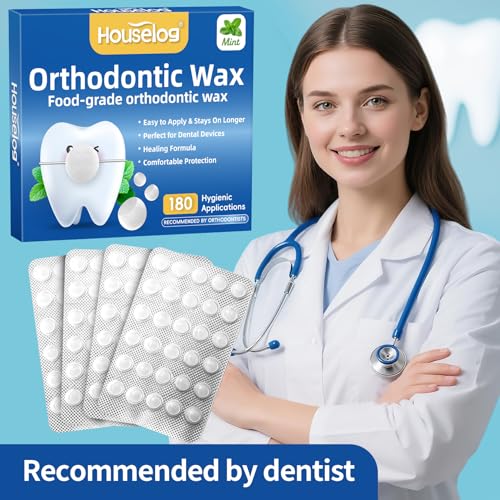 Orthodontic Wax for Braces - 180 Dental Wax Dots, Hygienic Individual Wraps, Brace Wax for Brackets (Mint)