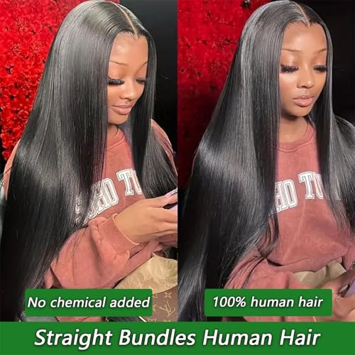 12A 22 24 26 28 Inch 4 Straight Bundles 100% Unprocessed Brazilian Virgin Human Hair Extensions Sew In Quick Weave Raw Billion Glossy Hair Bundles for Women Natural Black Color