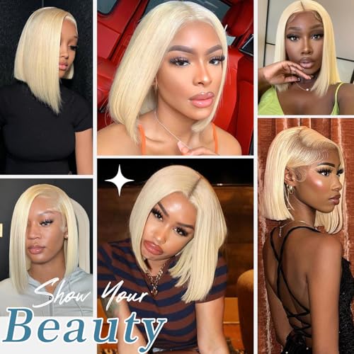 Blonde Bob Wig Human Hair 613 Bob Lace Front Wig Human Hair 13X6 Blonde lace Front Bob Wigs Pre Plucked 180% 18 inch