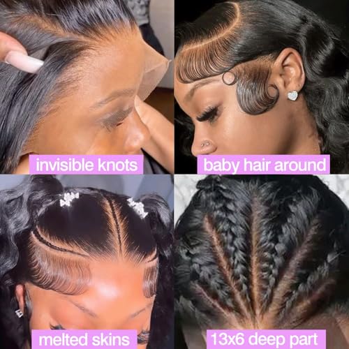 26 Inch Water Wave Lace Front Wigs Human Hair 13x6 HD Lace Frontal Wigs Pre Plcked Deep Part Curly Wig for Women 200% Density Water Wave Lace Front Wigs With Baby Hair