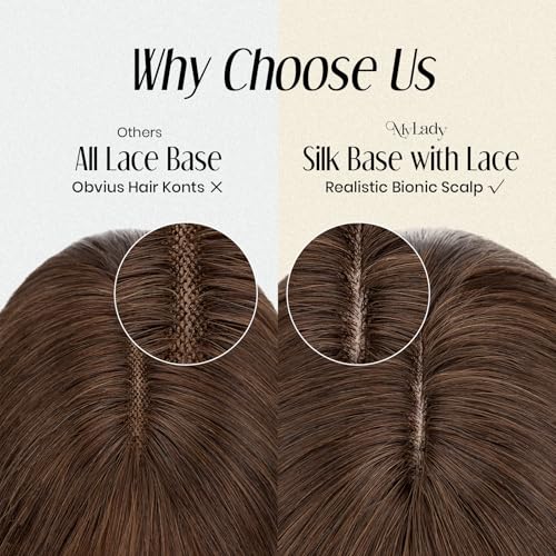 MY-LADY Human Hair Toppers for Women Real Human Hair with Bangs Thin 7 * 13CM Silk Base with Lace Clip in Remy Hairpieces 150% Density 18 Inch Natural Black