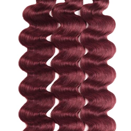 #99J Burgundy Bundles Human Hair Body Wave Bundles 34 34 34 Inch Wine Red Body Wave Bundle Human Hair Extensions Unproceesed Virgin Hair 50 Gram Per Bundle 3 Bundle