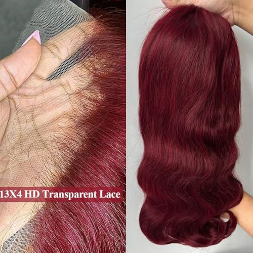 Reddish Brown Bob Wig Human Hair Body Wave 13x4 HD Lace Front Wigs Human Hair 33# Body Wave Lace Frontal Wig Pre Plucked 180% Density Wine Red Bob Wigs for Women 10Inch