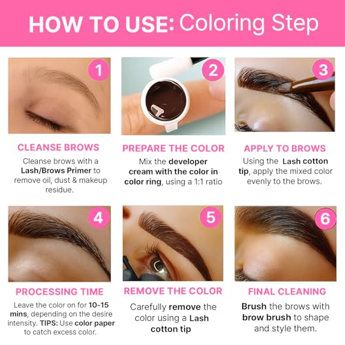 Korean Eye Brow Tint Kit - Eye Lash Tint Kit Brow Color for Eyebrows Lash Tint Dark Brown