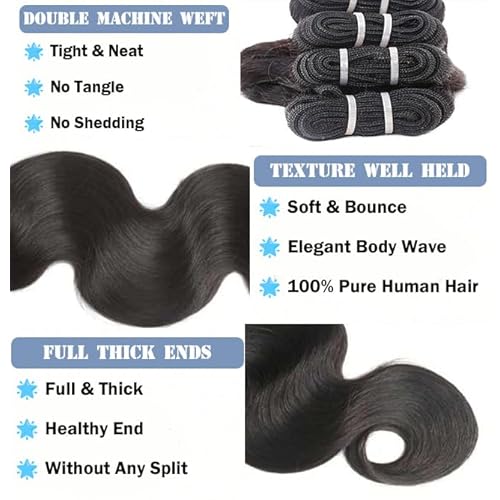 12A Human Hair Bundles 14 16 18 20 Inch Body Wave Bundles Human Hair 100% Unprocessed Brazilian Virgin Quick Weave Natural Black