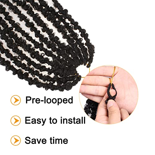 ZRQ 6 Packs Butterfly Locs Crochet Hair 24 Inch Black Distressed Locs Crochet Braids Pre-looped Synthetic Goddess Soft Locs Hair Extensions For Women 1B#