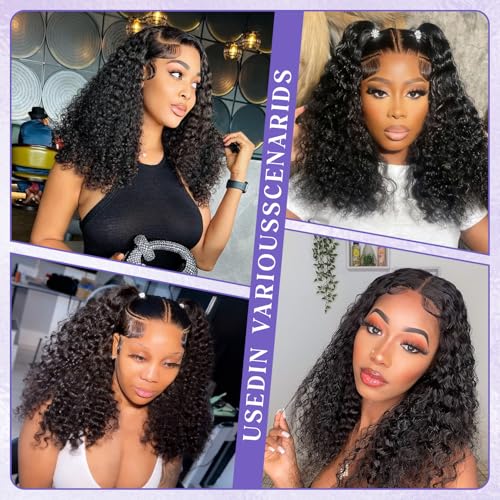 Bob Wig Human Hair 13x6 Lace Frontal Deep Curly Wave, 200 Density Short Wigs for Black Women, Pre Plucked with Baby Hair Natural Hairline Easy to Style (20 Inch)