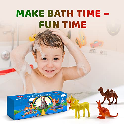3 Handmade Bath Bombs for Kids with Wild Animals Toys Inside for Boys and Girls ? Big Size Toys Natural and Safe Bath Fizzies - Great Gift Set for Boys and Girls