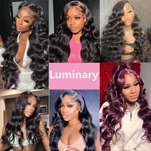 Luminary 32 Inch 13x6 Lace Front Wigs Human Hair Pre Plucked Body Wave Lace Front Wigs Human Hair 180% Density Body Wave HD Transparent Frontal Wigs Human Hair Lace Front Wigs for Women