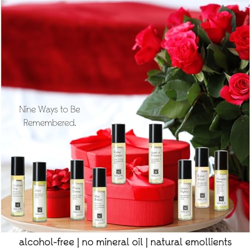 Nabila K Roll-on Perfume (Set of 9) with Essential Oils Alcohol-Free, All-Natural, Organic, Long-Lasting Fragrance - Travel-Size Perfume for Women - TSA Approved, 0.33 oz / 10 ml