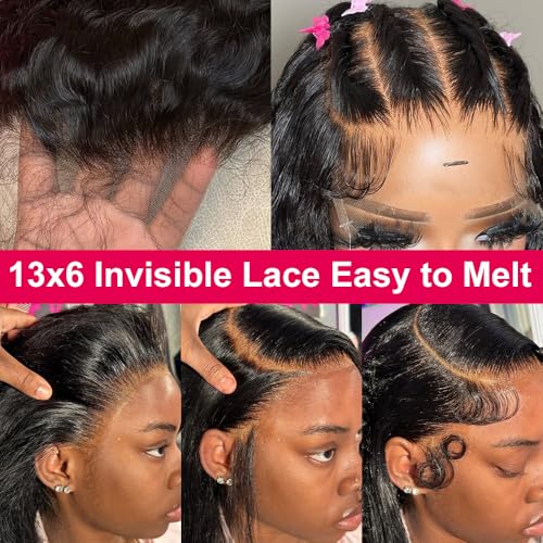 13x6 Body Wave Lace Front Human Hair Wigs Pre Plucked Glueless Body Wave Frontal Wig Human Hair Lace Front Wig Human Hair for Women 34 Inch