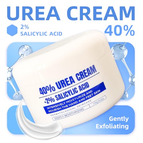 40% Urea Cream with 2% Salicylic Acid ? Foot, Hand & Heel Cream for Dry, Cracked Skin, Callus & Rough Elbows ? Intensive Moisturizing Lotion for Feet, Hands & Knees ? 6oz