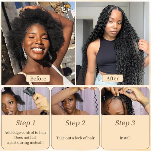 Human Braiding Hair for Boho Knotless Braids 2 Bundles 16 Inches 80g Deep Wave 10A Brazilian Virgin Human Bohemian Hair for Braiding 1bPblue