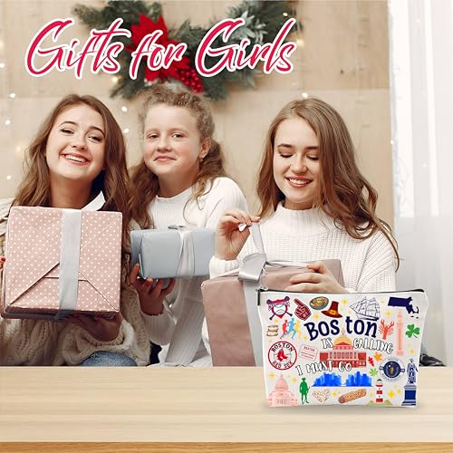 Boston Souvenirs Cosmetic Bags For Women£¬Boston Is Calling I Must Go, Makeup Organizer Bag, Toiletry Pouch, Small Travel Storage Bag, Boston Themed Gifts, Women Essentials - D08