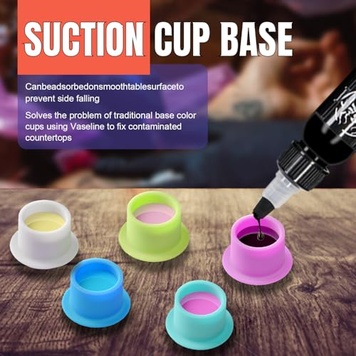 KVM 200pcs Tattoo Ink Cup Blue Disposable Silicone Tattoo Pigment Cup Eyebrow Eyeliner Lip Color Pigment Cup Tattoo Pigment Holder (Black)
