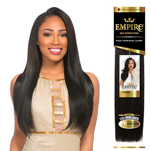 Sensationnel Empire yaki human hair - Tangle Free Weaving for Quick Weave and Sew in Styles for Faux Highlights and Fauxmiddlepart Leave Out - 1 Pack (18 inch, 27 HONEYBLONDE)