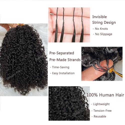 Knotless Pre Separated Human Hair Crochet Extensions for Braids Afro Kinky Curly Brazilian Virgin Feather Hair Bundles Boho Twist Braiding Hair for Black Women 18inch 120g