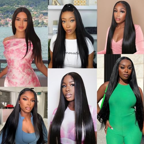 12A Straight Human Hair 26 28 30 Inch Human Hair bundles Unprocessed Brazilian Hair 3 Bundles Raw Human Hair Extensions Quick Weave Natural Color