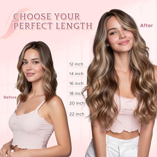 One Piece Clip in Hair Extensions 100% Real Human Hair 3/4 Full Head Hair with Upgraded V-Shaped Weft 5 Clips in Hair Extensions for Women, £¨22 Inch, #18P613 Ash Blonde Mixed Bleach Blonde£©