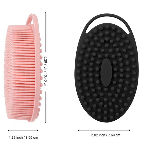 Soft Silicone Body Scrubber 6 PCS Silicone Body Shower, Silicone Loofah 2 in 4 Bath and Shampoo Brush, Body Scrubber Shower Cleaning Exfoliating Use for Sensitive Skin, Lather Well