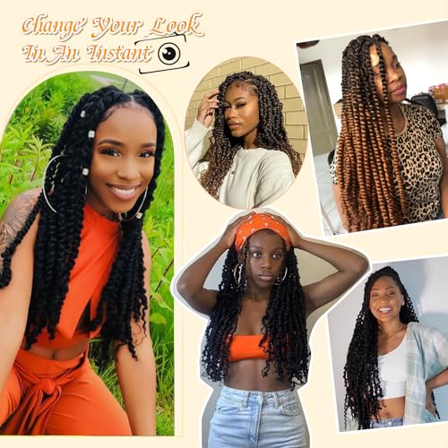8 Packs Passion Twist Hair Pre Twisted 14 Inch Passion Twist Crochet Hair Pre Looped Crochet Braids for Black Women Synthetic Natural Black Curly Braiding Hair Extensions