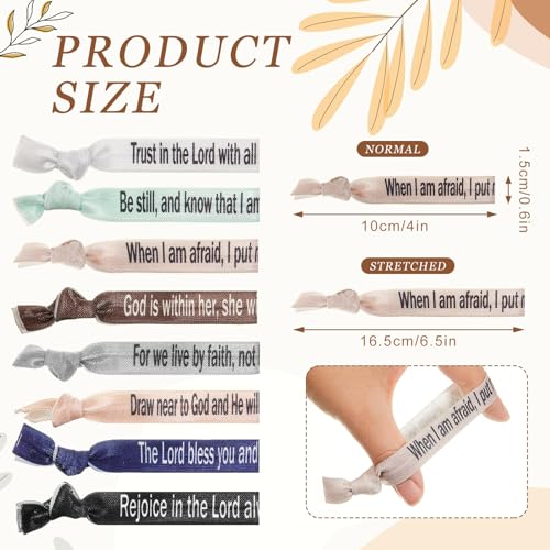 48 Pcs Christian Gifts Bulk for Women Bible Verses Christian Hair Ties Motivational Religious Gifts Bracelet Inspirational Elastic Wristbands Church Gift for Women(Pastel)