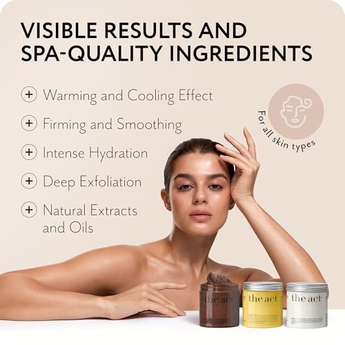THE ACT Body Spa Gift Set ? Firming Body Cream - Body Wrap Mask - Coffee Scrub ? Gift Box for Women Daughter Mom Wife ? Luxury Skincare - Self Care Basket Birthday Mother¡¯s Day - Relaxation & Wellness