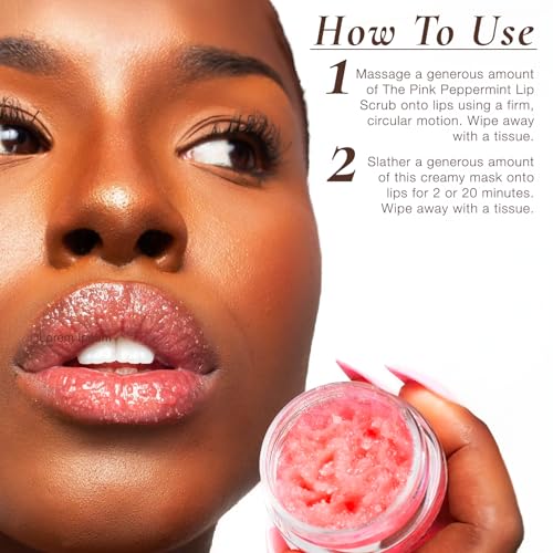 Sara Happ Pink Peppermint Lip Scrub & Sweet Clay Lip Mask Duo - Gently Exfoliates, Polishes, Revitalizes, Moisturizes, Rejuvenates, Conditions and Smooths Dry Lips, Vegan, 0.5 oz