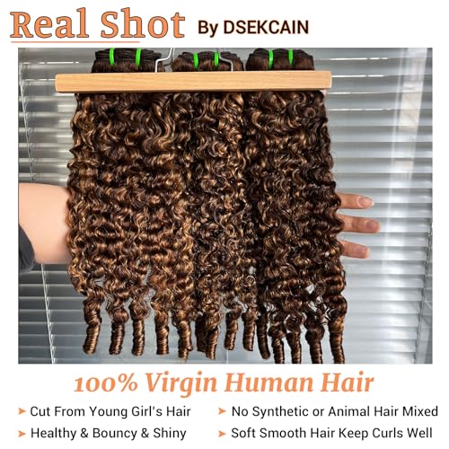 Highlight P4/27 Burmese Curly Bundles Human Hair 100% Real Human Hair Burmese Curly Bundles With Finger Curl For Quick Weave Double Weft Brown Honey Blonde Piano Color 20 22 24 Inch