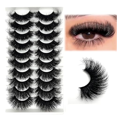 Mink Lashes Fluffy 25mm Thick Big Strip Lashes Pack Faux Mink Long False Eyelashes Volume Wispy Cat Eye D Curl Dramatic Eyelashes